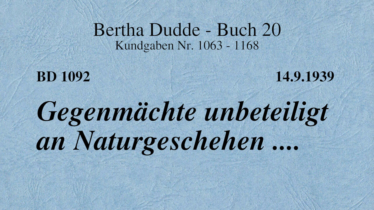 BD 1092 - GEGENMÄCHTE UNBETEILIGT AN NATURGESCHEHEN ....