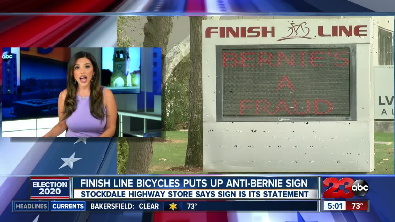 Finish Line puts up anti-bernie sign