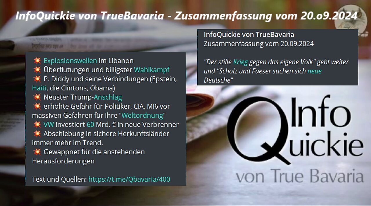 InfoQuickie von TrueBavaria - Zusammenfassung vom 20.o9.2024