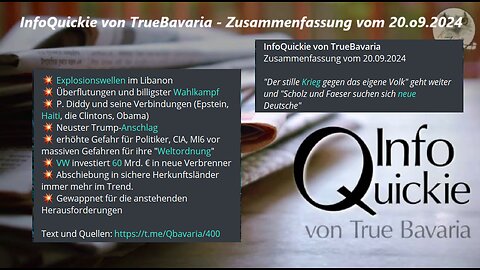 InfoQuickie von TrueBavaria - Zusammenfassung vom 20.o9.2024