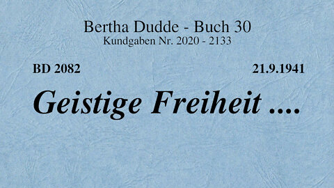 BD 2082 - GEISTIGE FREIHEIT ....