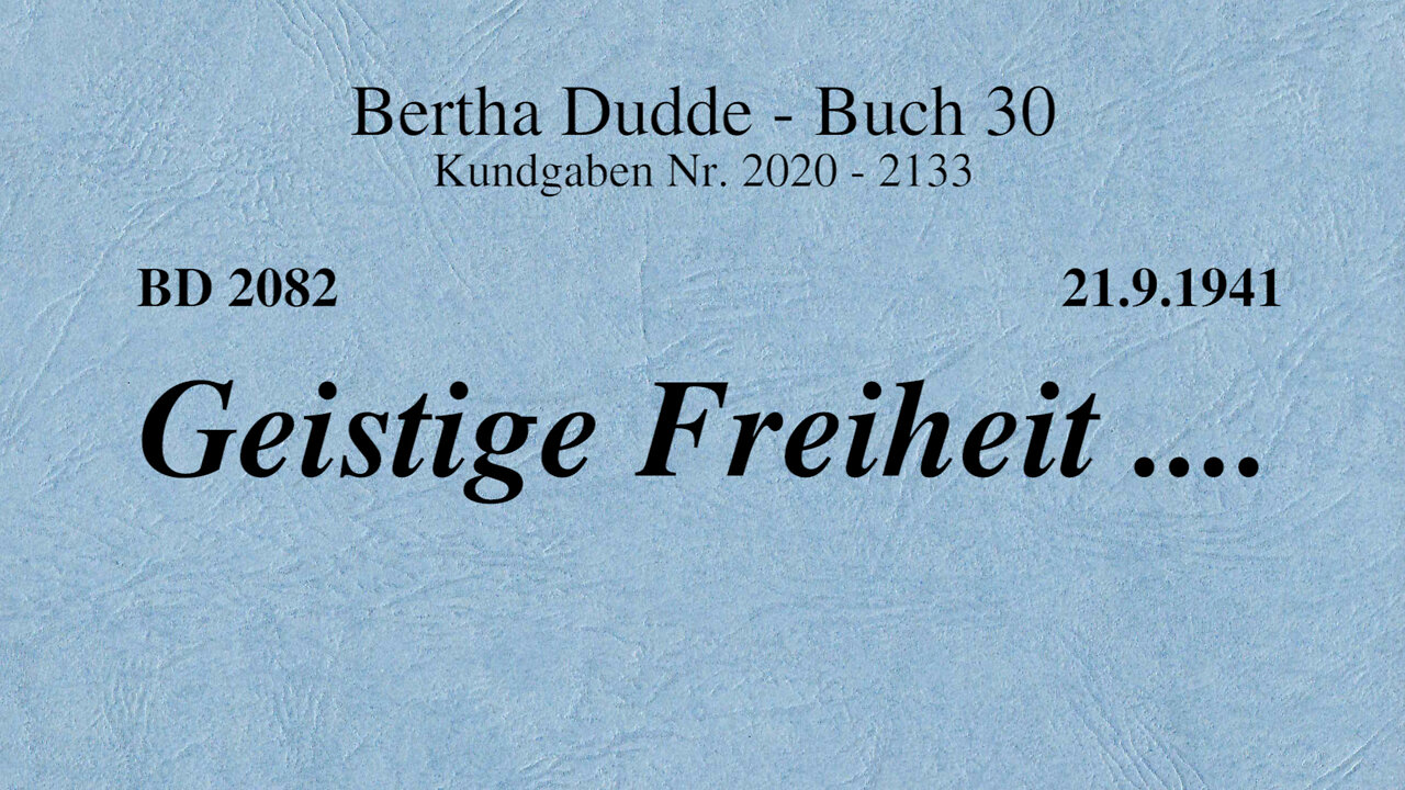 BD 2082 - GEISTIGE FREIHEIT ....