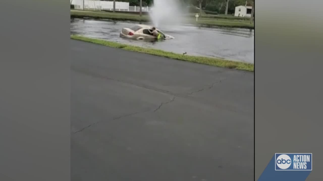 Vehicle crashes into pond after pursuit in Pasco