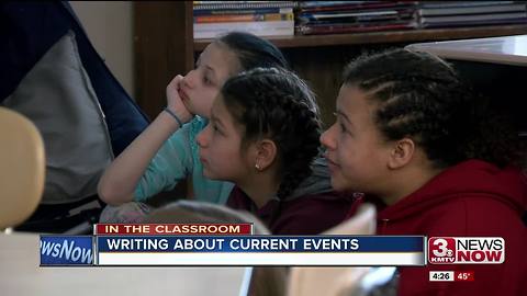 La Vista West fifth-graders studying current events for essays