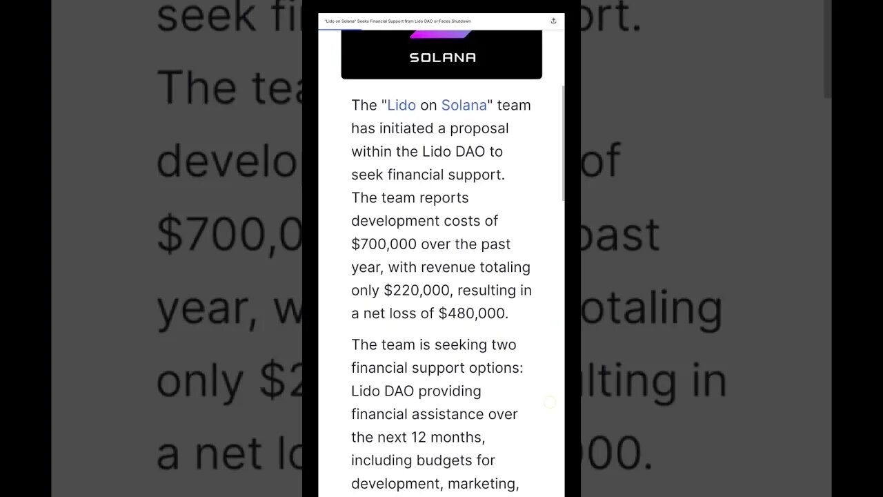 Lido on Solana's Financial Crisis | Lido on Solana Seeks Financial Lifeline or Faces Shutdown |