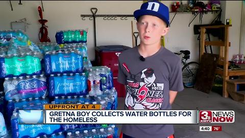 Community helps 11-year-old Gretna boy collect, deliver 7,500 bottles of water for homeless