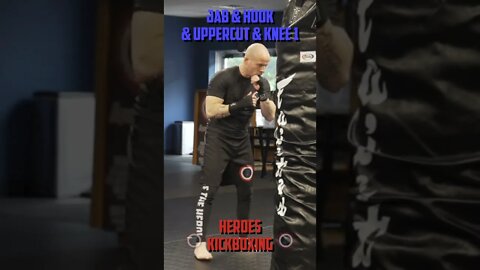 Heroes Training Center | Kickboxing & MMA "How To Double Up" Jab & Hook & Uppercut & Knee 1 #Shorts