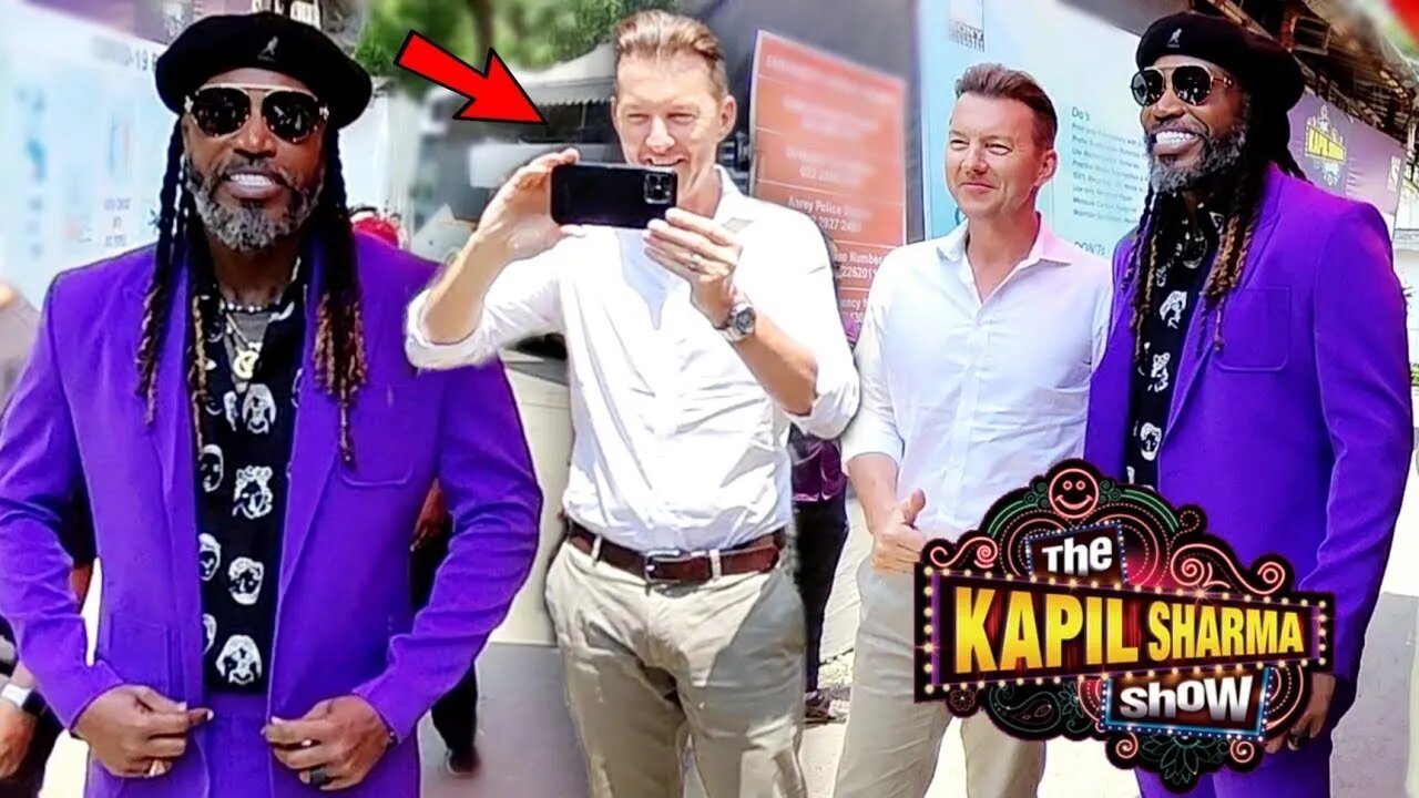 Chris Gayle At Kapil Sharma Show | Brett Lee Taking Photo Of Media And Spoke In Hindi