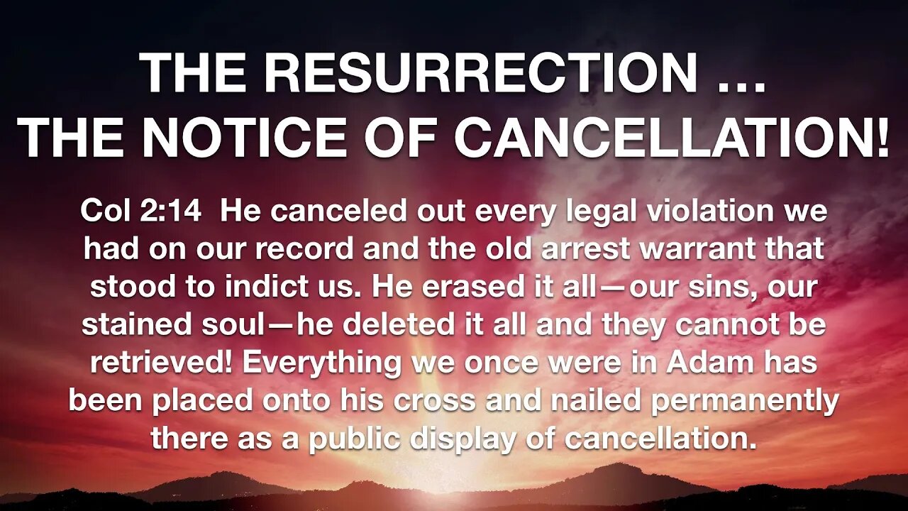 THE RESURRECTION … THE NOTICE OF CANCELLATION! - Bishop Ron Collett, PREMIERES on 4-16-2023 @11AM ET