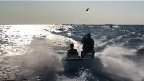 Drink toss between boats ends terribly!