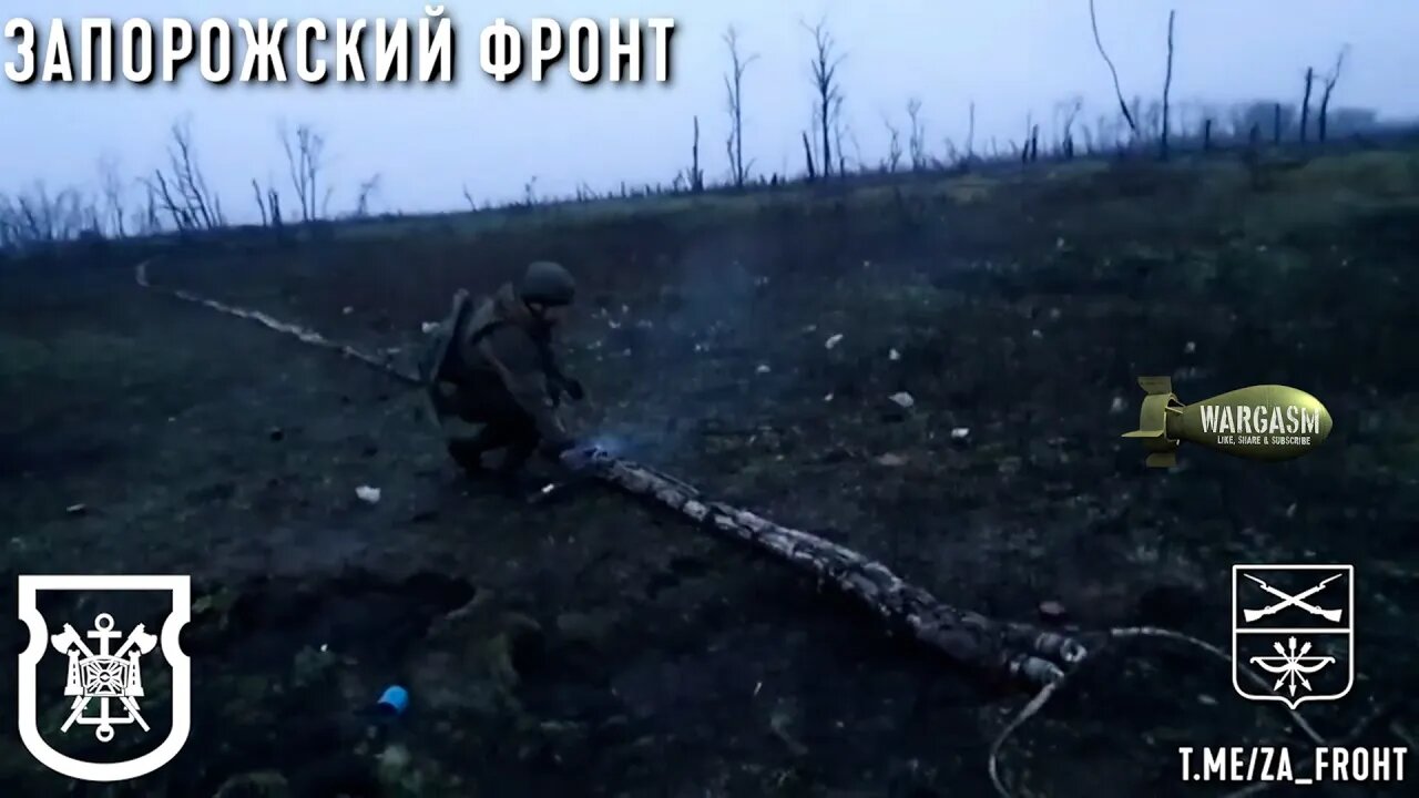 Russian soldiers fire UR-83P mine-clearing line charge