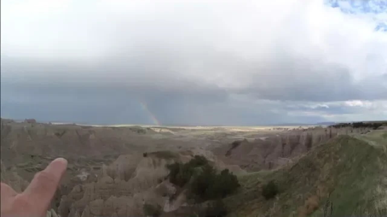 Touring Badlands SD, Two Different Colored Sunsets & Dual Rainbows at Same Time, May 2017