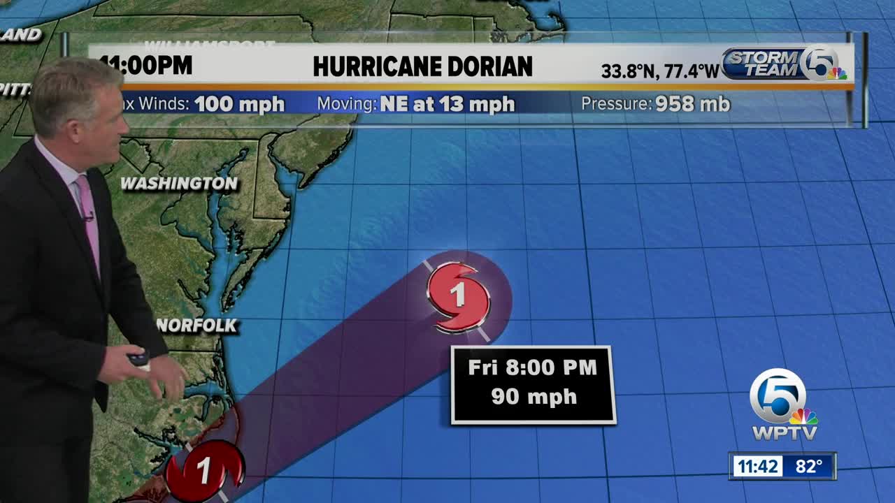 Hurricane Dorian, downgraded a Category 2 hurricane, creeps up U.S. coast