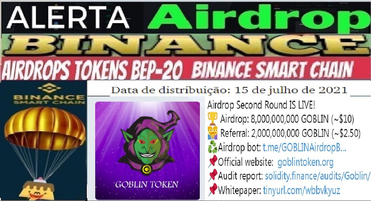 [ Airdrop Token Goblin ] Ganhe 8 Bilhões Tokens GOBLIN ($10) | Ref 2 Bilhões GOBLIN ($2,50) | Renda