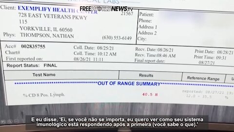 MÉDICO FAZ OBSERVAÇÕES SOBRE RESULTADOS DE EXAMES DE SANGUE DE PACIENTE APÓS AS DITAS VACINAS