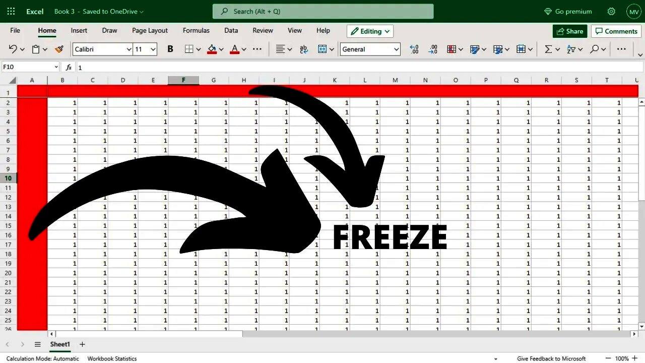 How To Freeze Raw and Column and Panel in Microsoft Excel