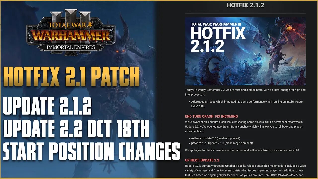 TW: WARHAMMER III & Immortal Empires Update 2.1.2 & 2.2 / News!