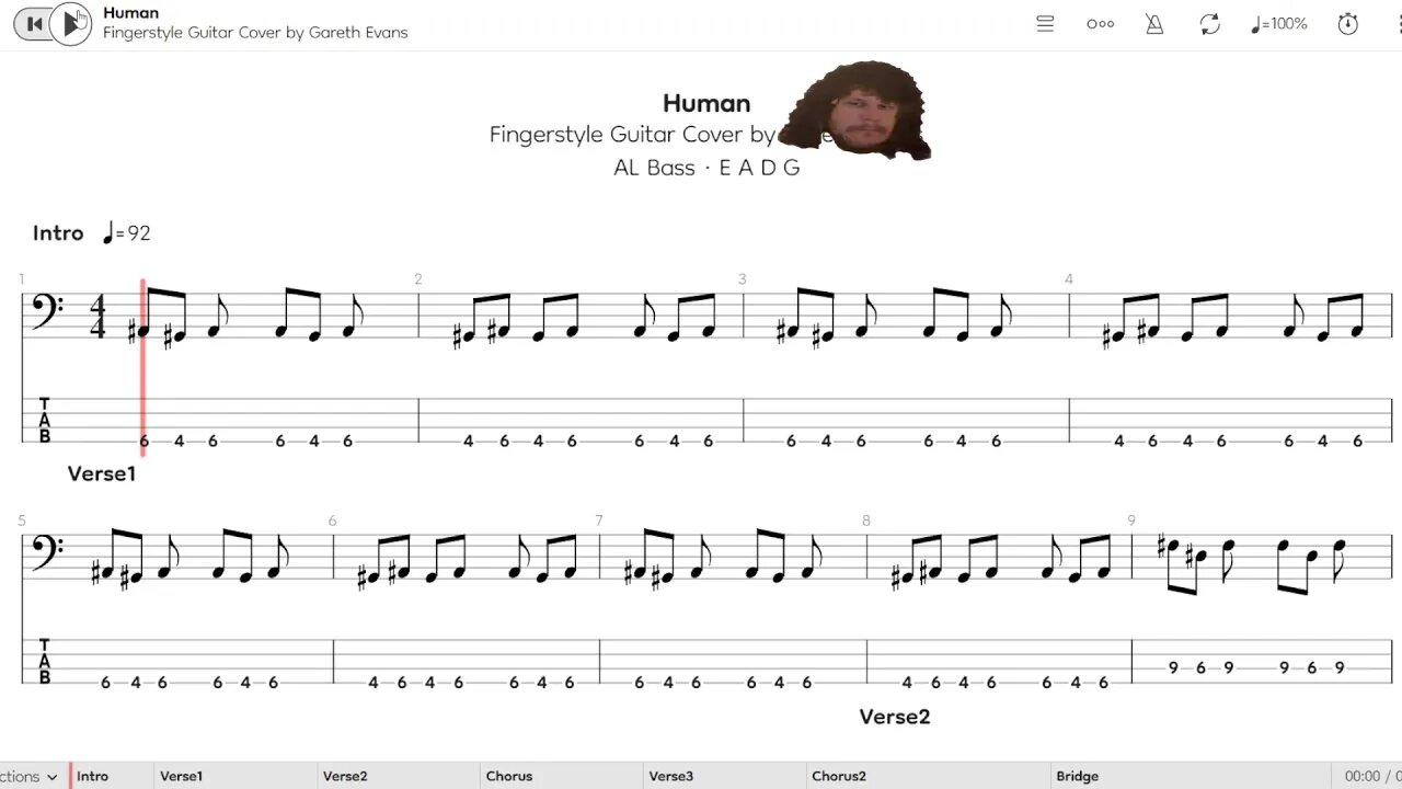 Rag n' boneman - human (BASS TAB)