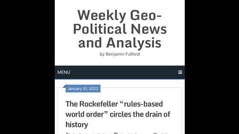 The Rockefeller “rules-based world order” circles the drain of history - Benjamin Fulford