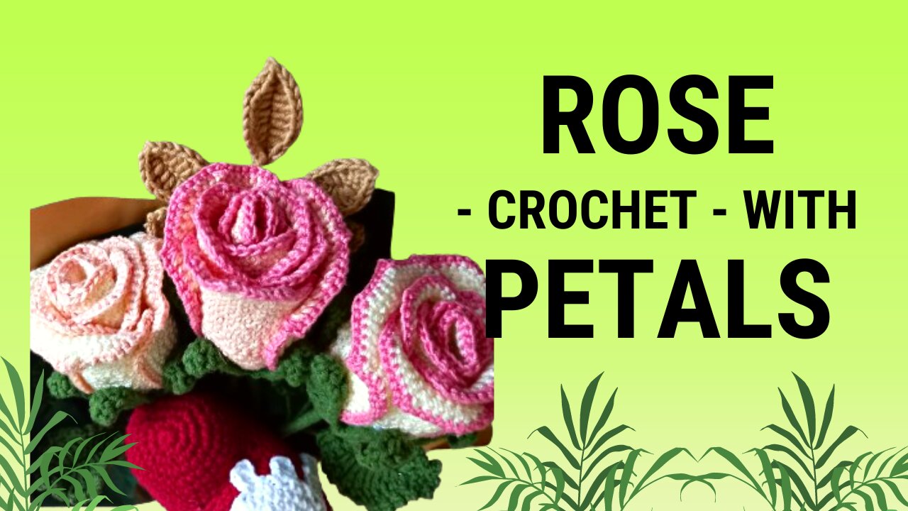 Crochet Rose with single Petals (trandafir crosetat)