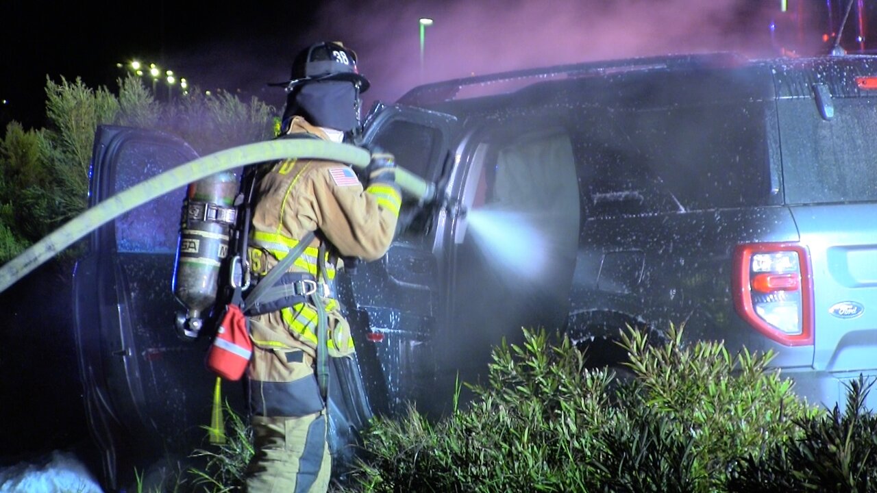 Bronco Crashes & Catches Fire