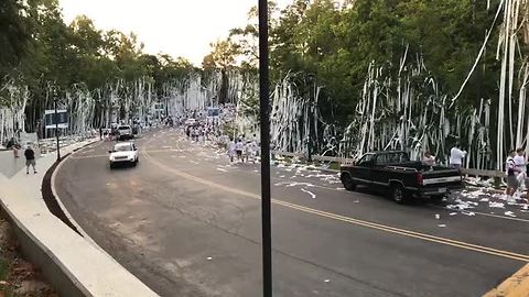 Cathedral High School seniors TP school for first day of the year