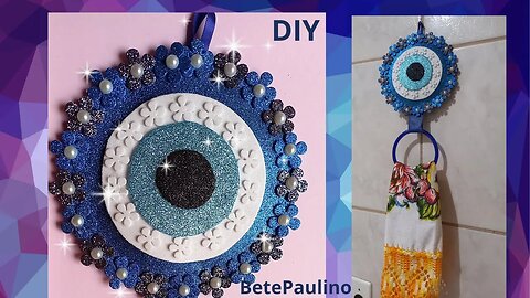 OLHO GREGO/PORTA PANO DE PRATO/GREEK EVIL EYE/FEITO COM EVA