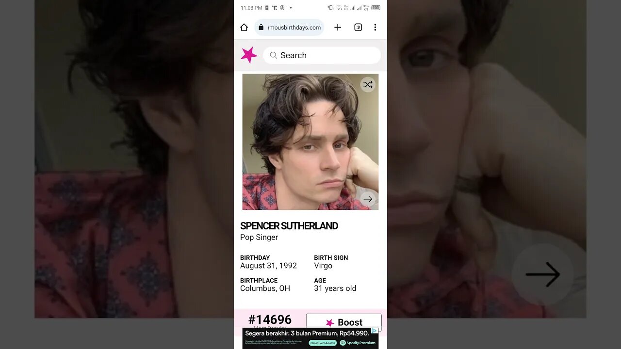 HAPPY 31 BIRTHDAY SPENCER SUTHERLAND Pop Singer