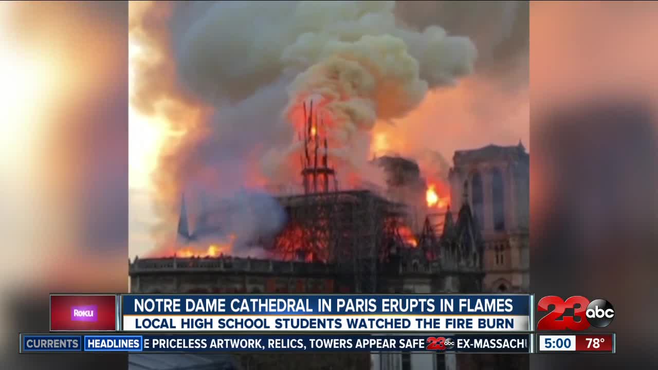 Local teens in Paris and witness Notre Dame burning