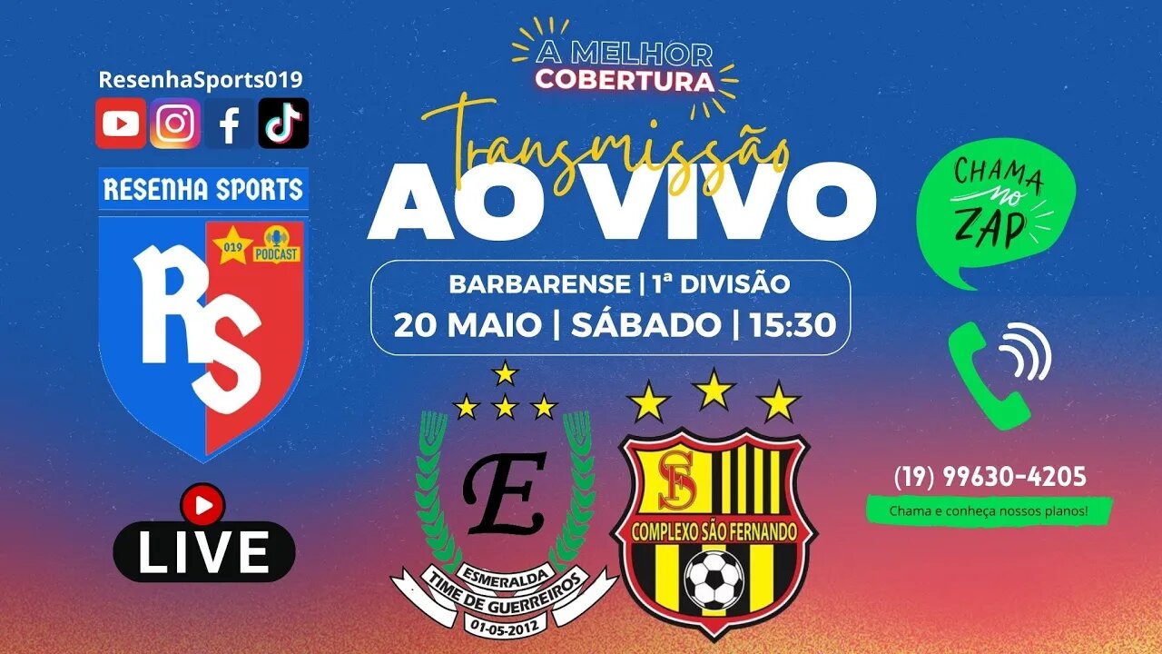 FUTEBOL AO VIVO | ESMERALDA 🆚 SÃO FERNANDO | BARBARENSE - 1ªD | SBO