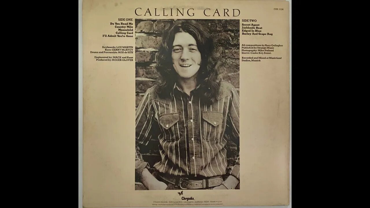 Rory Gallagher - Calling Card - Full Album Vinyl Rip (1976)