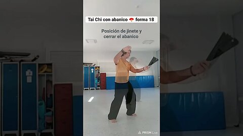Tai chi con abanico, forma 18. Postura de Jinete cerrar el abanico, girar y golpear al tigre #shorts