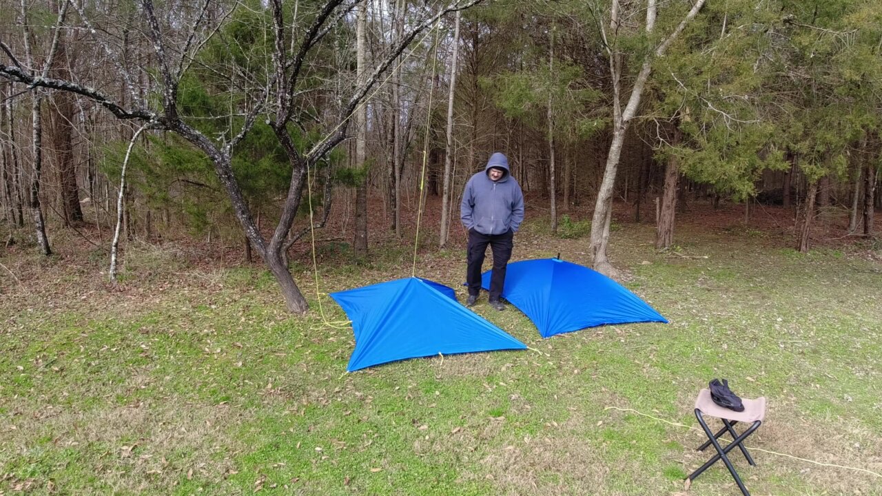 Tarp shelters_ Comparing a Hooch and a Alpha Tent_From a Walmart 5x7 Backpacking Tarp