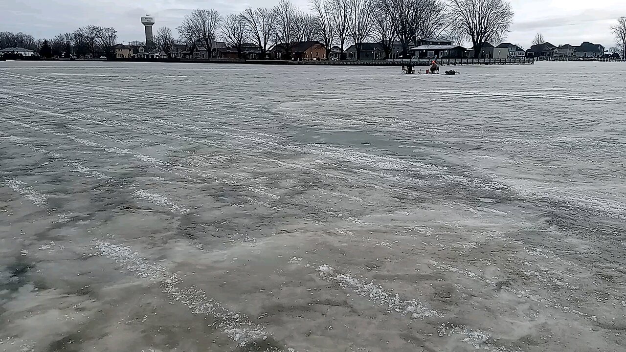 Ice fishing at Mitchell's Bay