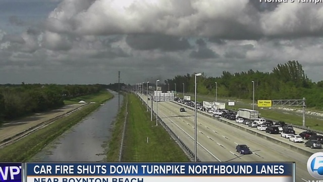 Car fire shuts down Turnpike northbound lanes