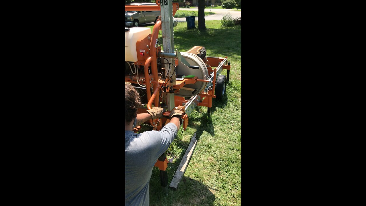 Live edge black walnut slab cutting