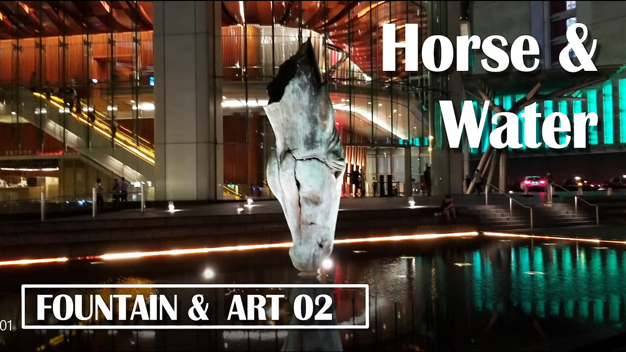 Water fountain Art Installation with a horse in Hong Kong Island