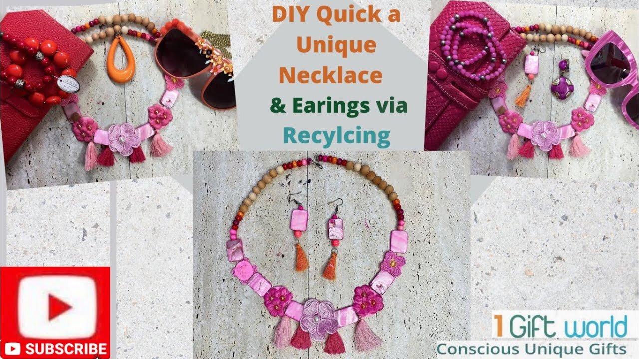 Making a Unique Necklace 'Rosus' & Earrings using Recycled Materials