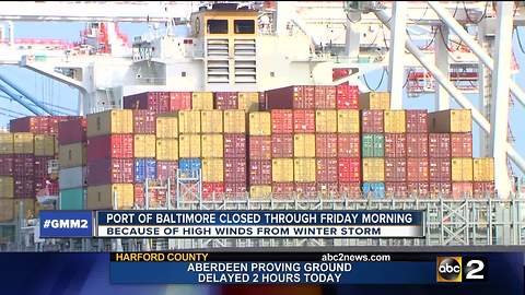 Port of Baltimore Close due to winter storm