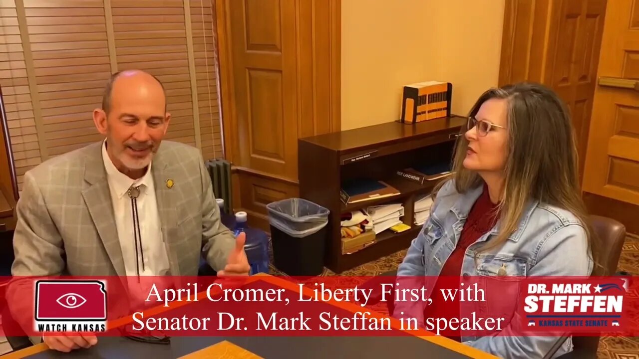 April Comer, Liberty First, with Senator Dr. Mark Steffan in Topeka Jan 2022