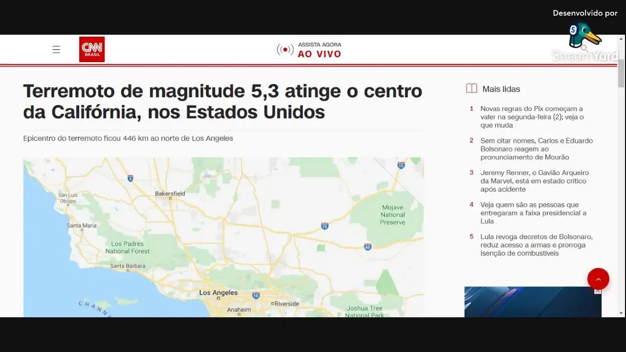 TERREMOTO DE 5,3 NA CLIFORNIA