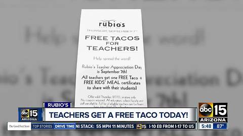 Free food for students and teachers at Rubio's