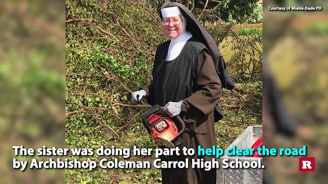 Nun with a chain saw helps with Irma cleanup | Rare News