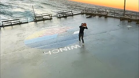 Playing basketball on a boat in the Middle of the Ocean