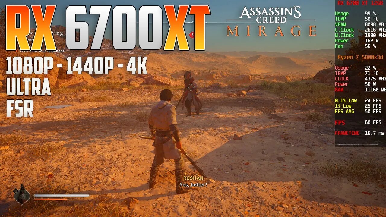 Assassins Creed Mirage on the RX 6700 XT | 4K - 1440p - 1080p | Ultra & FSR