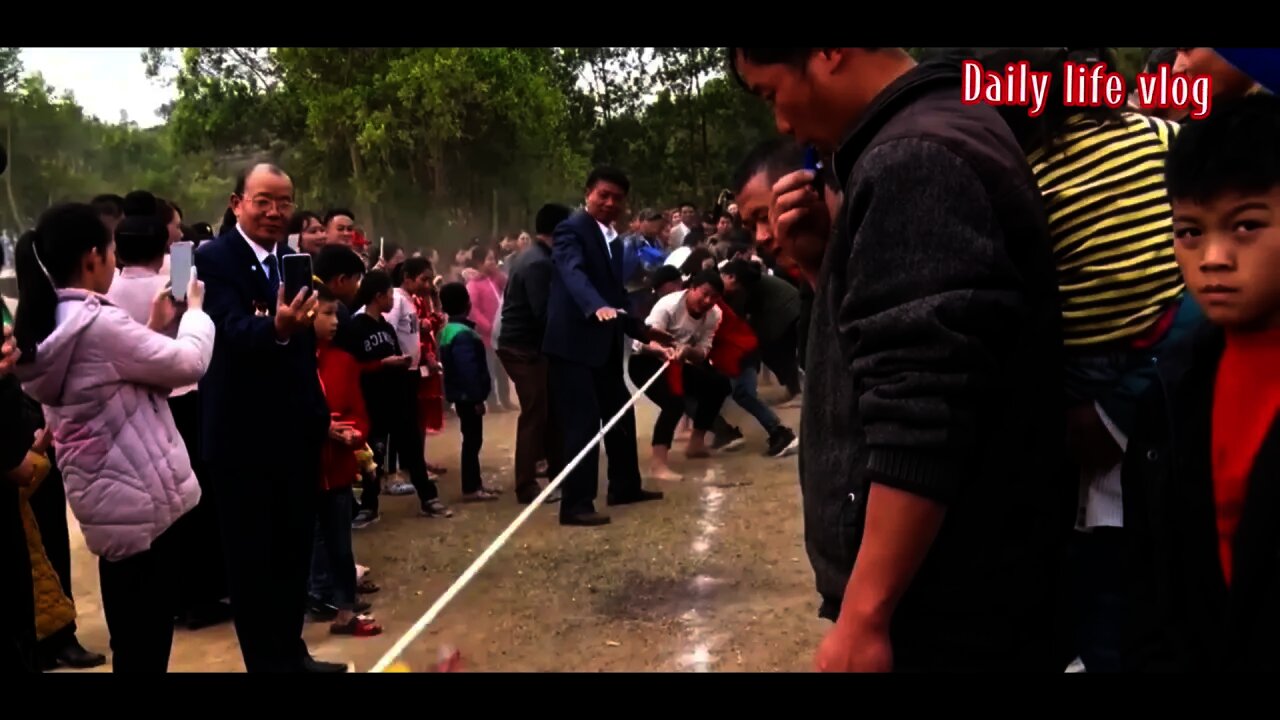 Tug of war festival of Thai ethnic people \ Daily life vlog