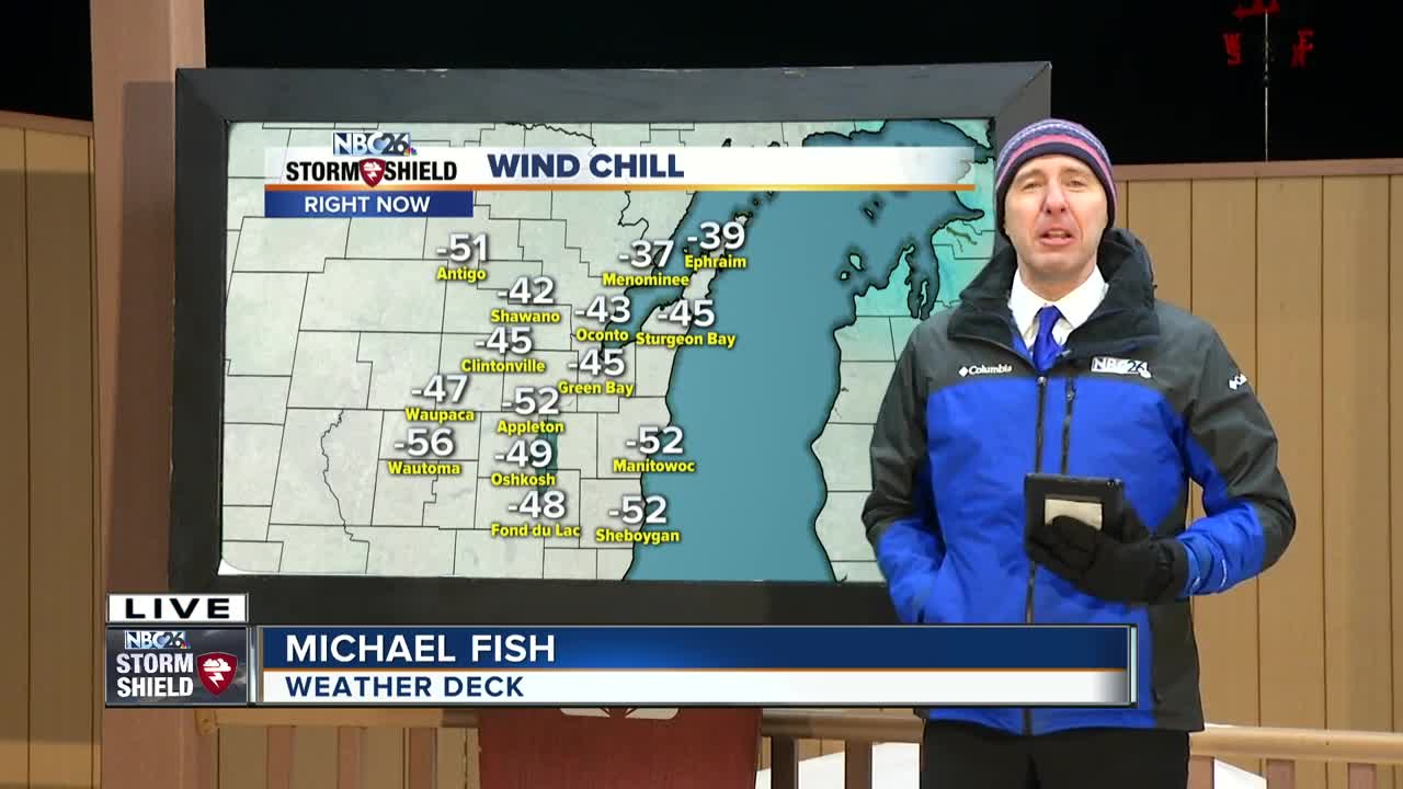 NBC26's Michael Fish on the weather deck in the dangerous wind chills