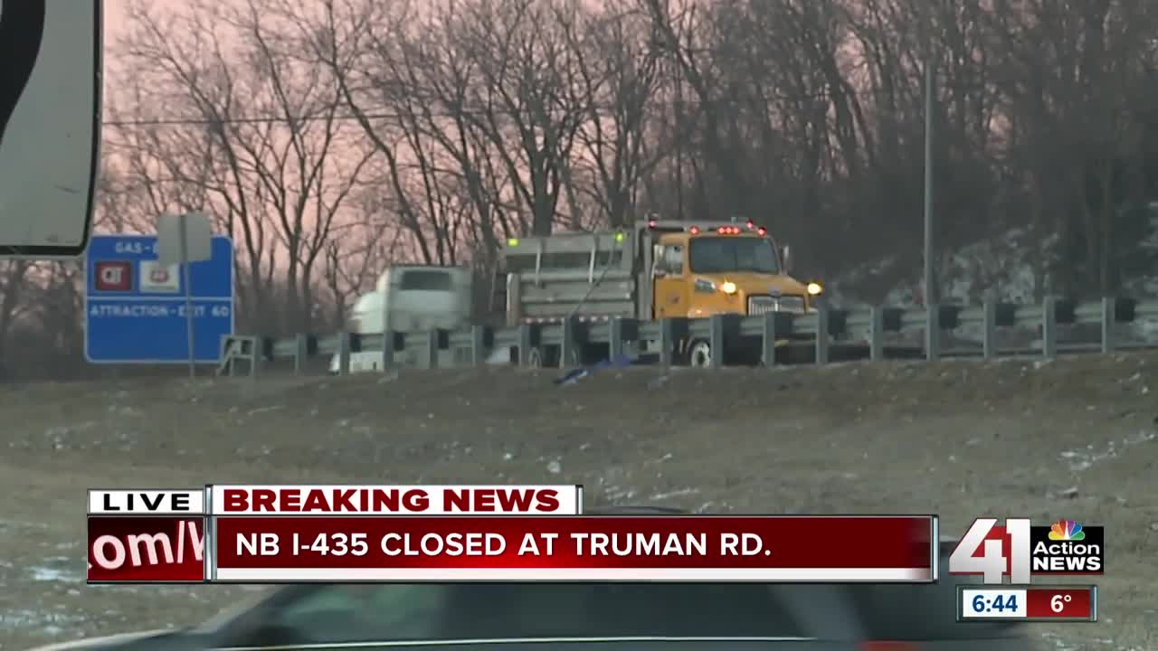 NB I-435 closed at Truman Road due to 12-inch water main break