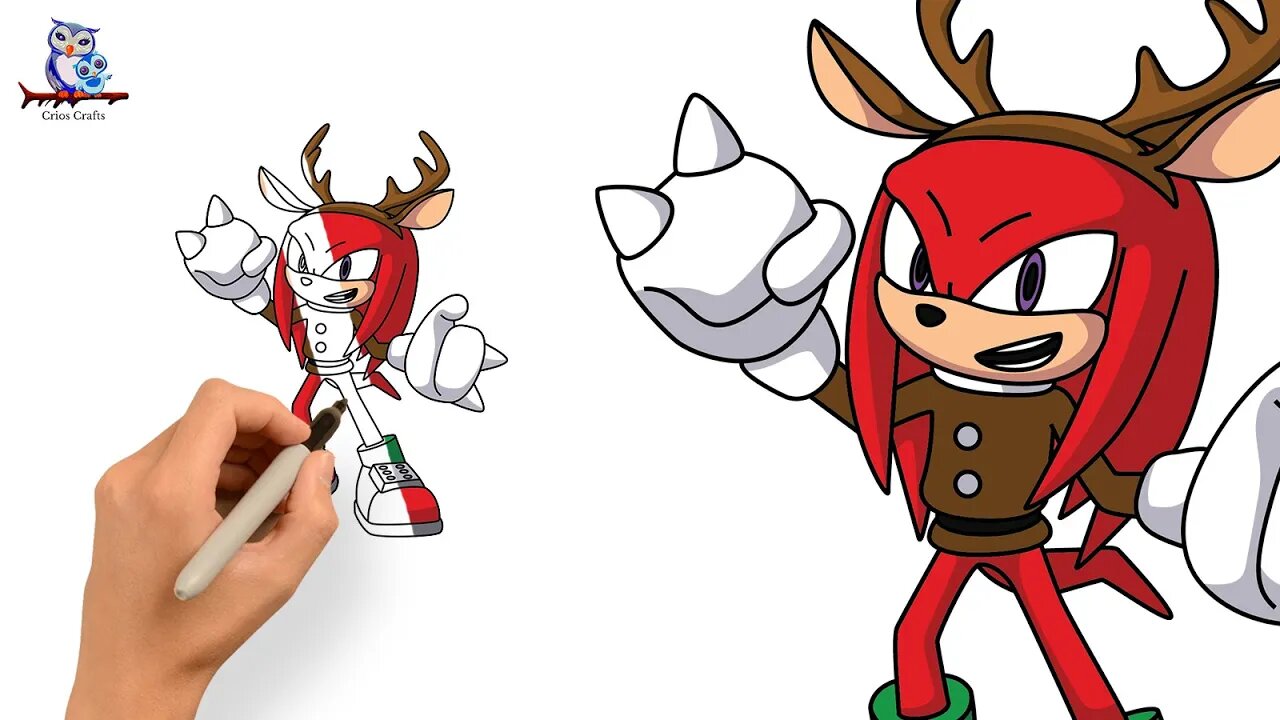 How to Draw Christmas Knuckles the Hedgehog - Art Tutorial