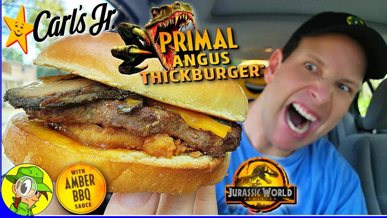 Carl's Jr.® ⭐ PRIMAL ANGUS THICKBURGER™ Review 🍖🍔 Jurassic World Dominion 🦖 Peep THIS Out! 🕵️♂️